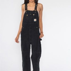 1990’s Unisex Black W/Gold Carhartt Overalls Workwear Coveralls Baggy Streetwear